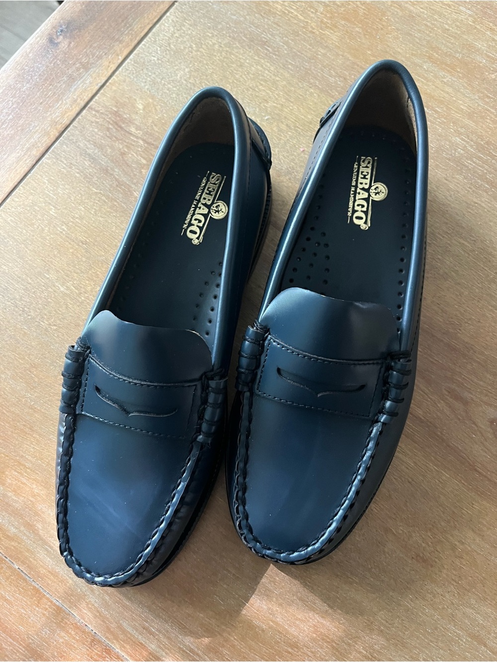 Sebago Black Leather Penny Loafers